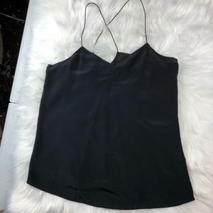 Madewell black silk tank top with cord straps